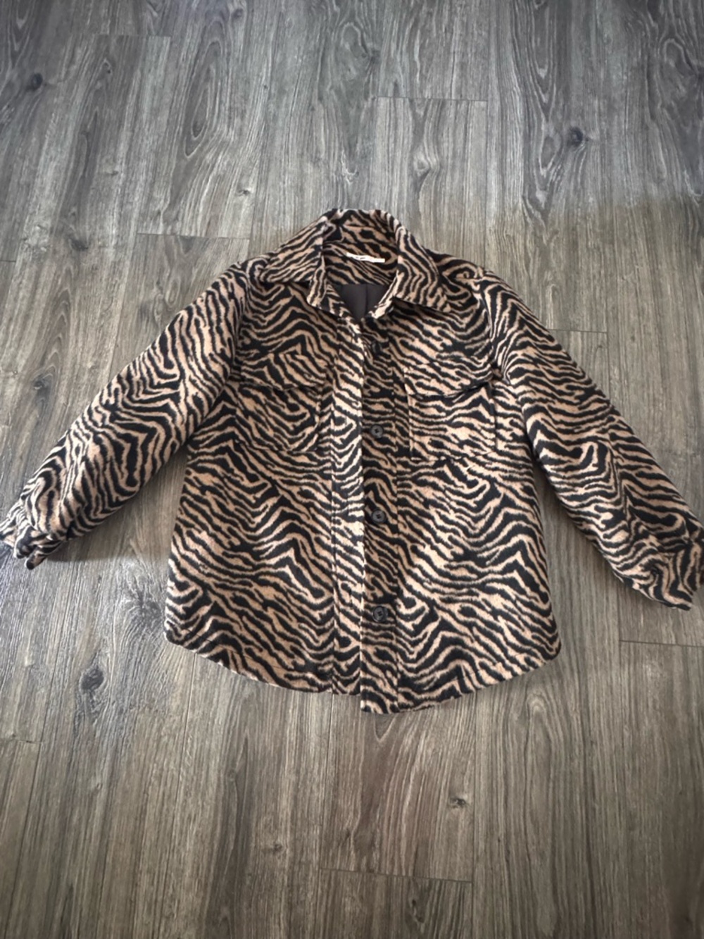 miami Black and Tan Zebra Print Teddy Shacket